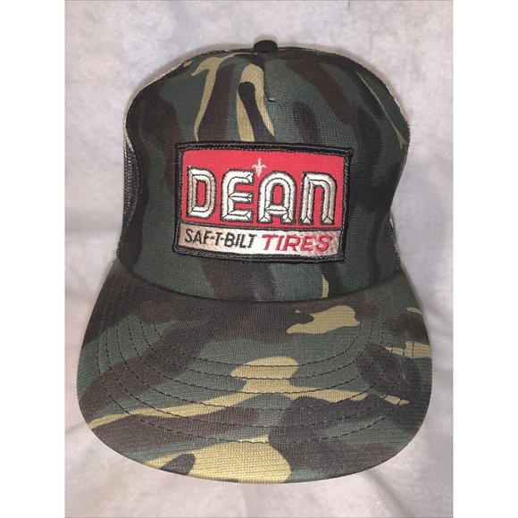 Vintage Challenger Cap PATCH Dean Saf T Bilt Tires Mesh Snapback CAMOUFLAGE USA - Picture 2 of 8